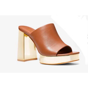 Women's Michael Michael Kors Celeste leather platform mule, luggage, US 9.5